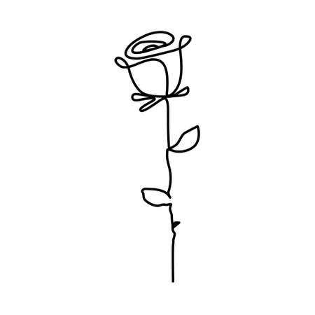 Rose flower icon. Continuous one line drawing.のイラスト素材