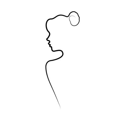 continuous line beautiful abstract face of a woman simple female face line drawing style trendy illustration for cosmetics Continuous lines. Minimal fashion print. vector beautyのイラスト素材