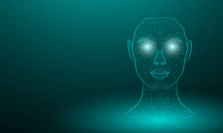 Digital Biometric Technology Face Scanning Triangle Pattern Line And Particle Pattern Design Vector Illustrationのイラスト素材