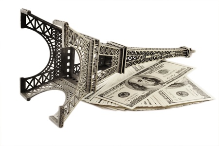 Eiffel Tower in Paris and moneyの写真素材