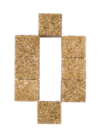 numbers of sugar on a white background close-upの写真素材