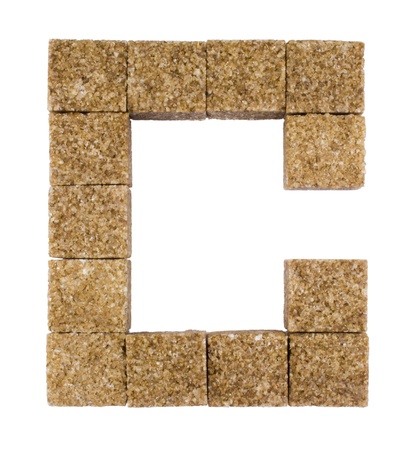 Alphabet of sugar on a white background close-upの写真素材