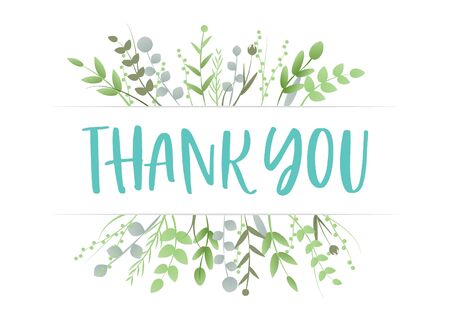 Thank You Appreciation Gratitude Floral Leaves Trendy Typography Vector Backgroundのイラスト素材