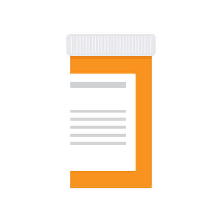 Pill Bottle, Medicine Bottle, Medication Orange Container for Pharmacy Vector Illustration Backgroundのイラスト素材