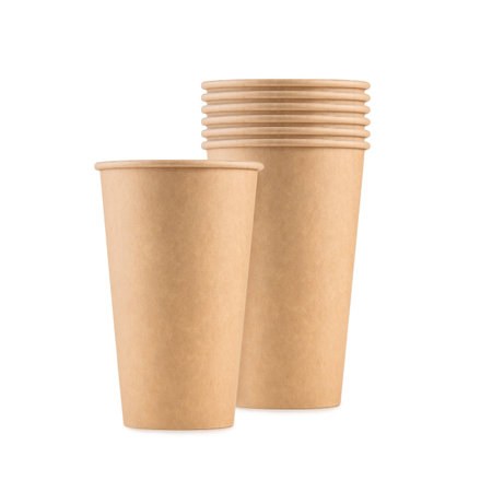 Paper Cup, Paper Cup Stack, Coffee Cup, Recycled Cup, Cup Mockup, Paper Cup on White Background, Blank Paper Cup, Coffee To-Go Cup, Hot Coffee Cupの写真素材