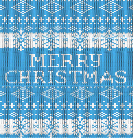 Merry Christmas. Pattern knitted sweater blue pattern.のイラスト素材