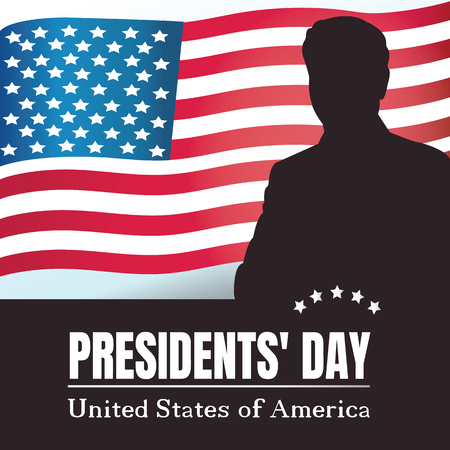 Happy presidents day poster. Silhouette of the President vector illustration. Washington's Birthday and  presidents dayのイラスト素材