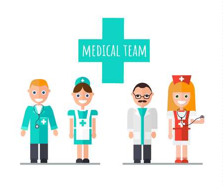 Medical team doctor, nurse, assistant. Profession doctor. Flat vector illustrationのイラスト素材