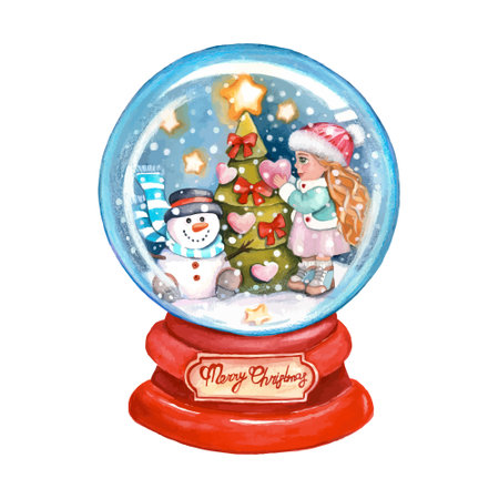 Snow globe, crystal ball vector illustration.のイラスト素材
