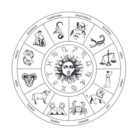 Astrological circle with the sun.のイラスト素材