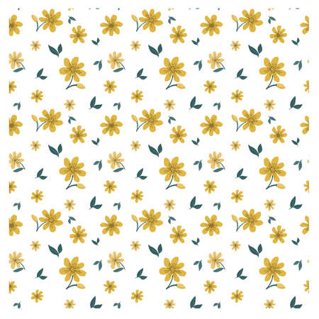 Sweet ditsy colorful floral seamless pattern against a white background. Good for fashion, kidswear, accessories, stationery, home decor, wallpapers.のイラスト素材