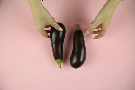 Aubergine eggplant isolated on white. Quality photo for your project.の写真素材