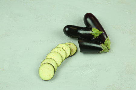 Aubergine eggplant isolated on white. Quality photo for your project.の写真素材