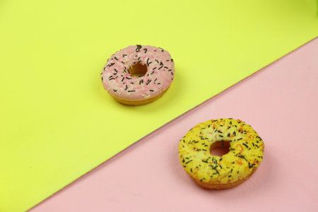 sweet donut with colored backgroundの写真素材