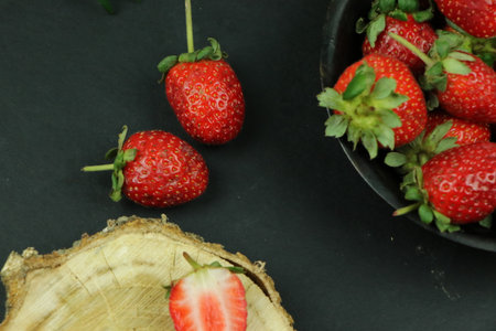 Healthy strawberry. Copy space. High resolution product.の写真素材