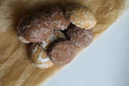 gingerbread sweets, airy cakes on background
