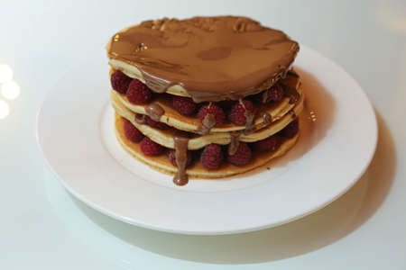nice wafles with chocolate white background