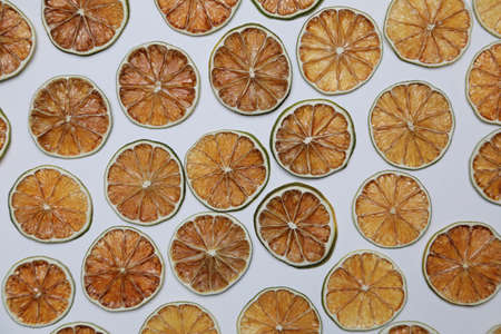 Dried fruit on colored background. Pattern of a fruit frips. Healthy eatingの写真素材