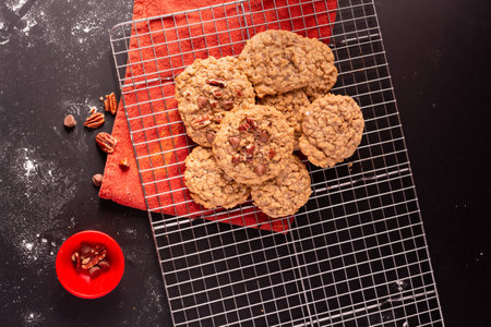 oatmeal cookie pileの写真素材