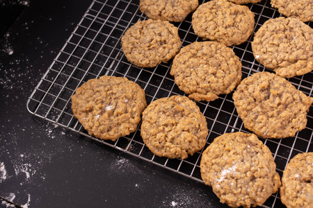 oatmeal cookies on cooling rackの写真素材