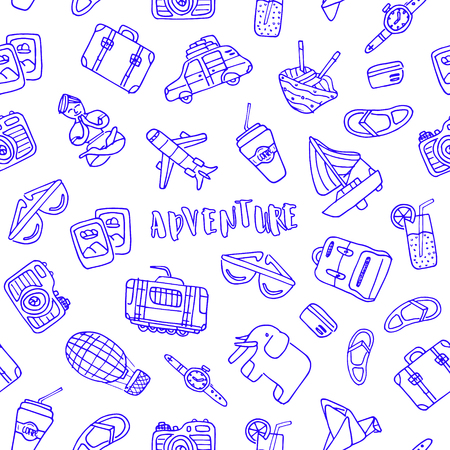 Travel hand made doodle iconsのイラスト素材