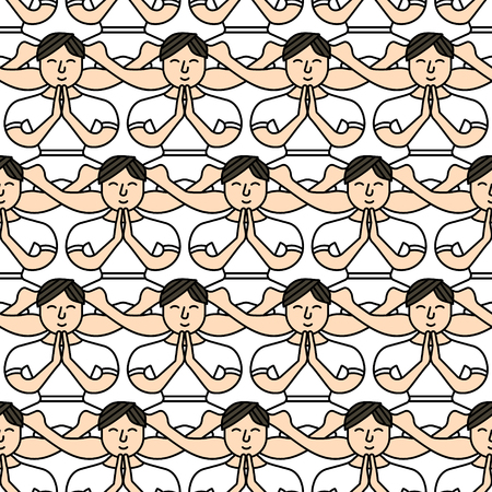 Padmasana yoga pose of a happy man.のイラスト素材