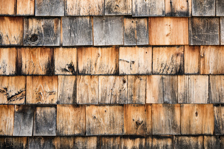 A shingled wall for a texture and patterned background.の写真素材