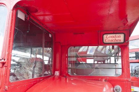 Old fashion red city bus.