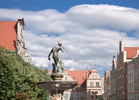 Port city at Baltic sea - Gdansk  Monuments in old town Statue of Neptun の写真素材