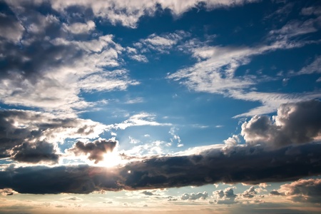 Cloudy evening  Sunny clouds before sunset の写真素材
