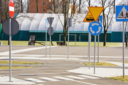 A lot of road signs  の写真素材