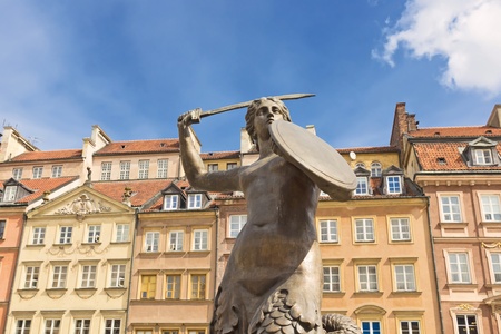 Warsaw Old Town Square and symbol of Warsaw - Mermaid の写真素材