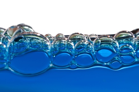Blue bubbles in clear water の写真素材