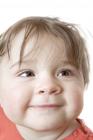 Closeup face of little boy less one の写真素材