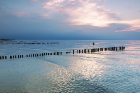 Landscapes of Poland. Calm sunset at Baltic sea.の写真素材