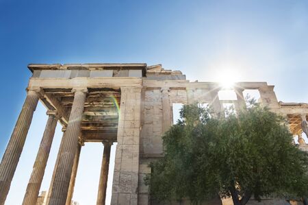 Acropolis in Athens, Famous ruins in Greece in sunny day.の写真素材