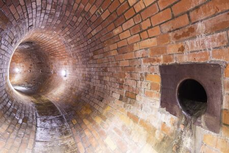 Old sewers in Polish city Åodz.  Brick constructionの写真素材