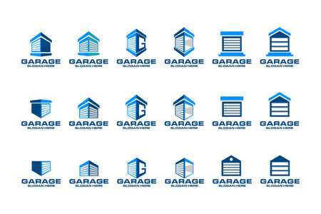set warehouse logo design vectorのイラスト素材