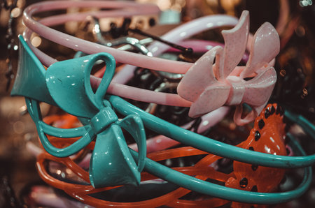 These stylish hairbands are used by Indian and Asian women and girls to keep their hair straight and tight, also look gorgeous.の写真素材
