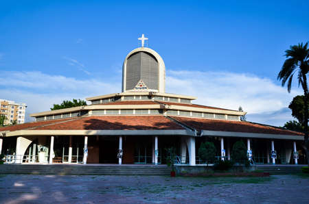 Dhaka, Bangladesh â August 03, 2012: Beautiful architecture of holy rosary church is a roman catholic church commonly called as the japmala queen church. Holy church for Christian people to worship and pray.のeditorial素材