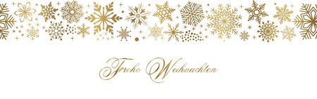Seamless german greetings Merry Christmas vector with snowflakes and stars. Translation German to English: Merry Christmas is Merry Christmas.のイラスト素材