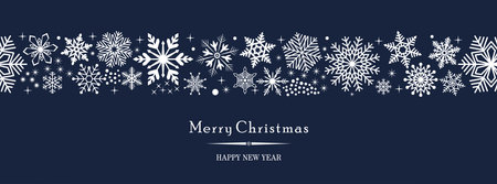 Seamless Merry Christmas vector with snowflakes, stars and Happy New Year greetings. Seamless ornament for background, wall paper, invitation, calendar, greeting cards etc.のイラスト素材