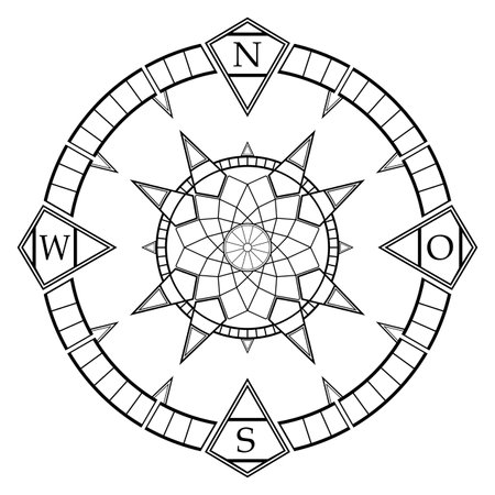 Antik Compass rose vector with german east description on an isolated white background.のイラスト素材