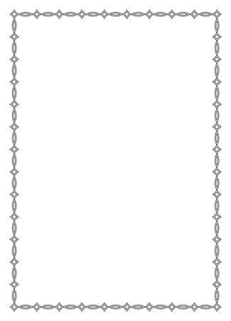 Simple frame with antique pattern for photo or letter on a isolated white background Perfect for backgrounds, illustrations and photo frames.のイラスト素材