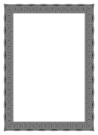 Maze photo frame with wave contour and antique colors on a isolated white background. Labyrinth pattern for photo or letter border.のイラスト素材