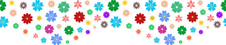 Seamless simple flower vector border on white isolated background. A proper designed flower blossom...