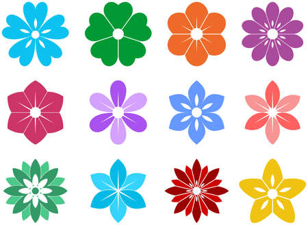 Simple flower vector set on white isolated background. A proper designed flower blossom arrangement illustration.のイラスト素材