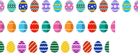 Three Seamless Happy Easter Egg set on white isolated background. So single useable.のイラスト素材