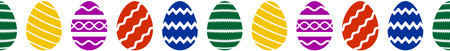 Seamless Happy Easter Egg set on white isolated background. So single useable. Useable for greeting cards, emails, and calendar etc.のイラスト素材