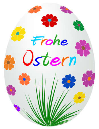 Easter egg with german greetings on white isolated background. A proper designed Easter egg illustration.のイラスト素材